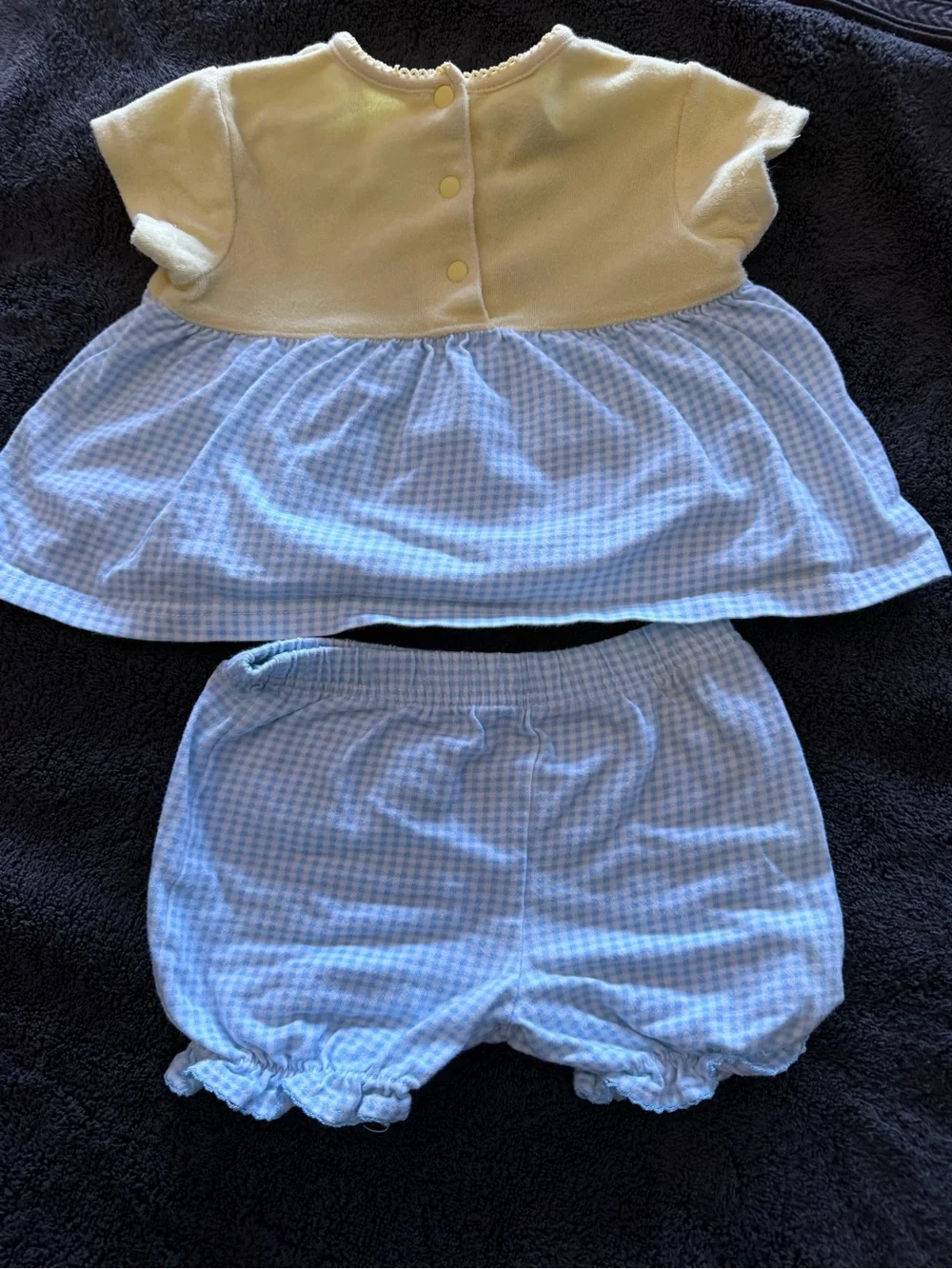 Cute Yellow and Checker Blue  Baby Outfit.